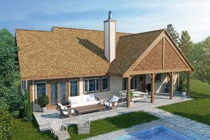 Exterior - Rear Elevation for Ranch House Plan #942-54 - 3 bed, 2 bath