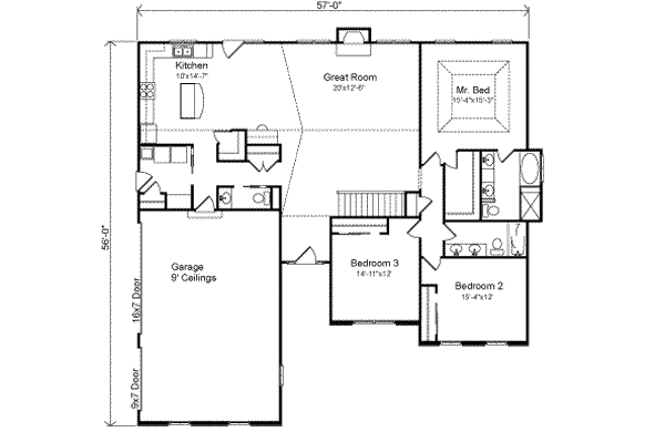 Ranch Floor Plan - Main Floor Plan #22-457