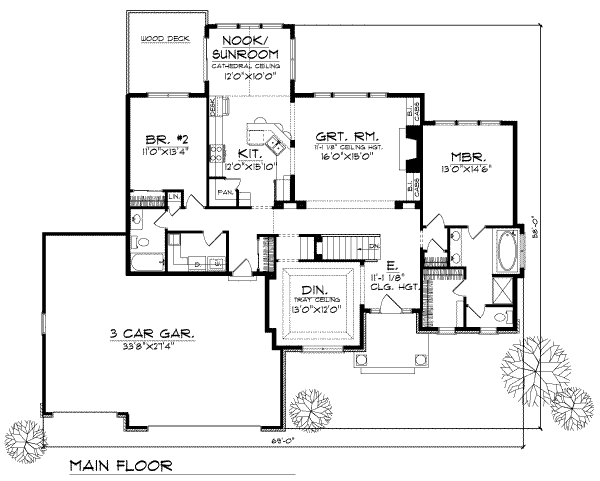 Architectural House Design - Traditional Floor Plan - Main Floor Plan #70-218