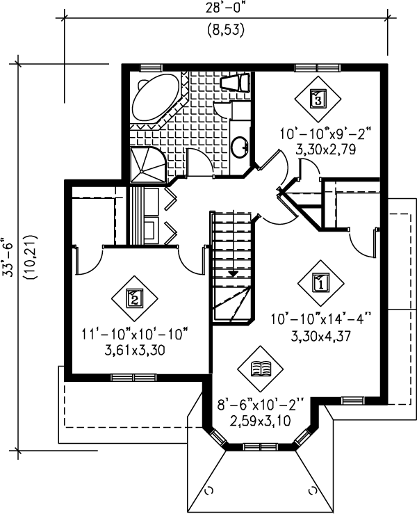 Traditional Floor Plan - Upper Floor Plan #25-235
