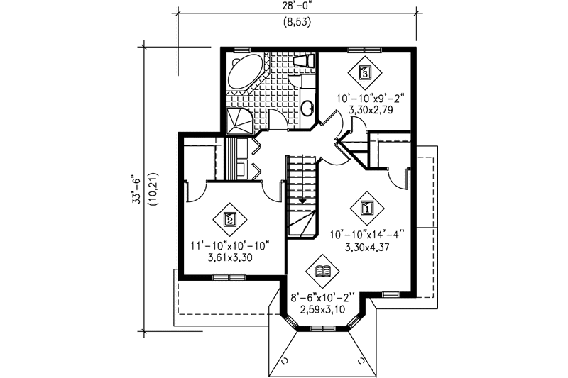Dream House Plan - Floor Plan - Upper Floor for Traditional House Plan #25-235 - 3 bed, 1.5 bath