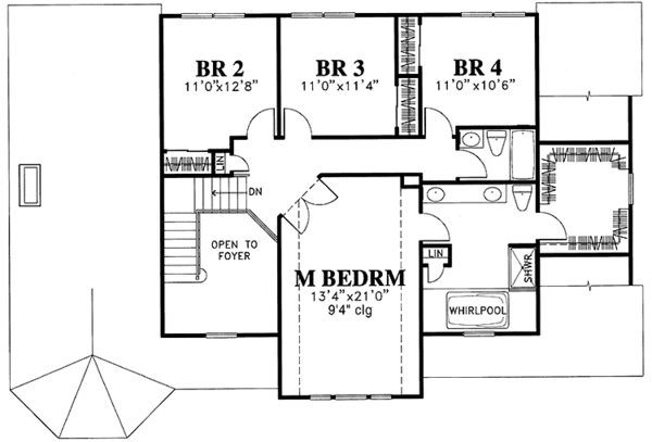 House Blueprint - Country Floor Plan - Upper Floor Plan #1029-16