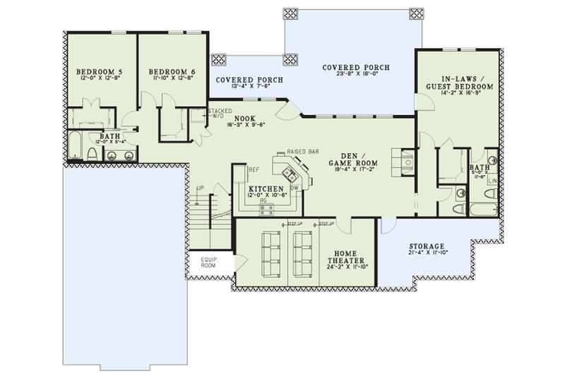 House Plan Design - Floor Plan - Lower Floor for Craftsman House Plan #17-3322 - 7 bed, 5.5 bath