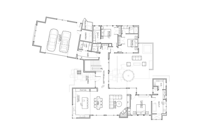 House Blueprint - Floor Plan - Main Floor for Contemporary House Plan #892-43 - 4 bed, 4.5 bath