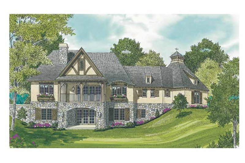House Blueprint - Exterior - Rear Elevation 1 for European House Plan #453-607 - 3 bed, 3.5 bath