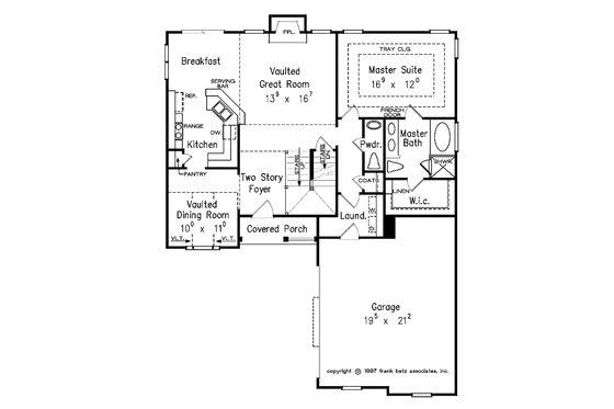 Floor Plan - Main Floor for Traditional House Plan #927-207 - 3 bed, 2.5 bath