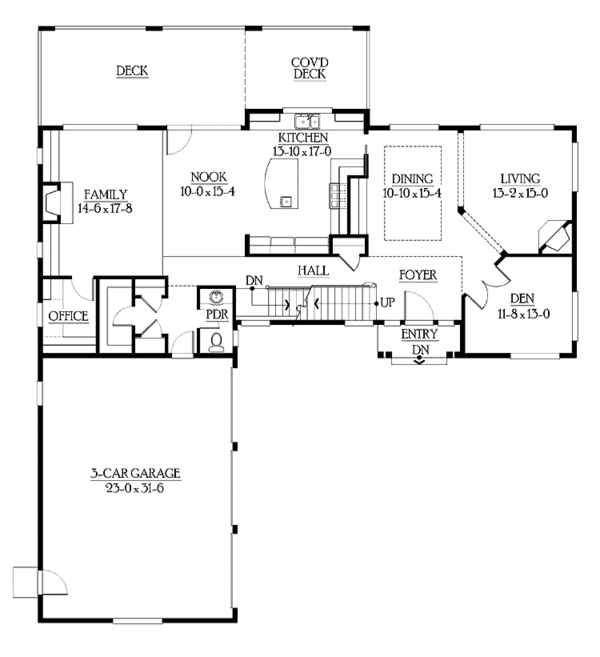 Craftsman Floor Plan - Main Floor Plan #132-489