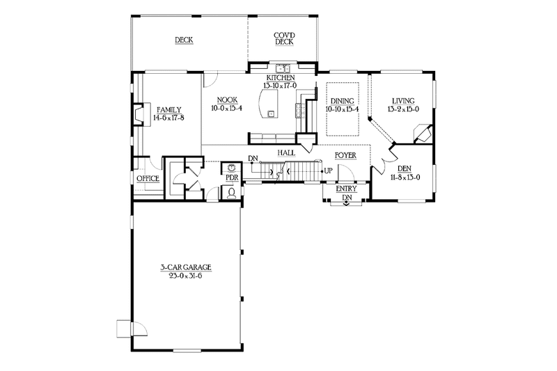 Home Plan - Floor Plan - Main Floor for Craftsman House Plan #132-489 - 5 bed, 4 bath