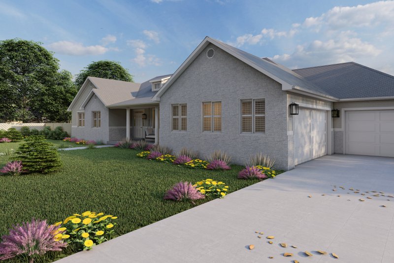 House Blueprint - Exterior - Front Elevation 3 for Ranch House Plan #1060-170 - 3 bed, 2 bath