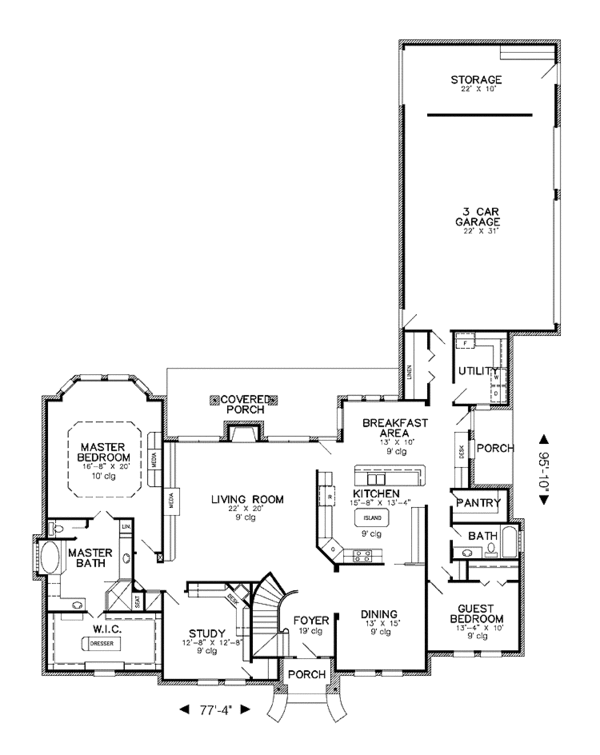 House Design - Country Floor Plan - Main Floor Plan #968-37