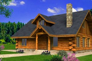 House Blueprint - Log Exterior - Front Elevation Plan #117-824