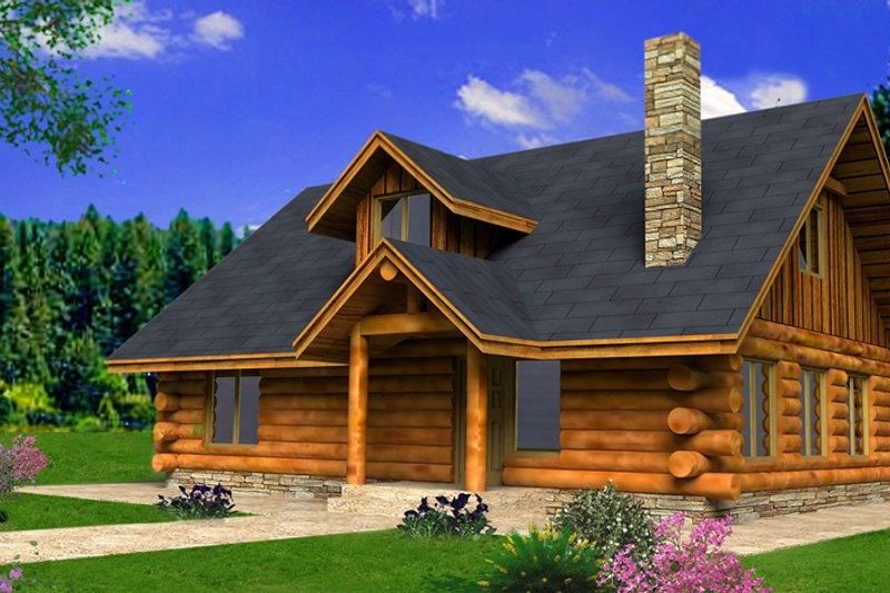 Home Plan - Log Exterior - Front Elevation Plan #117-824