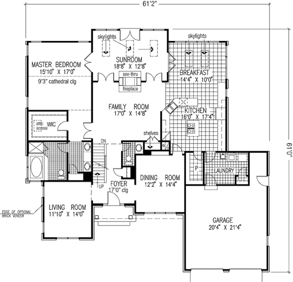 Architectural House Design - Colonial Floor Plan - Main Floor Plan #953-63