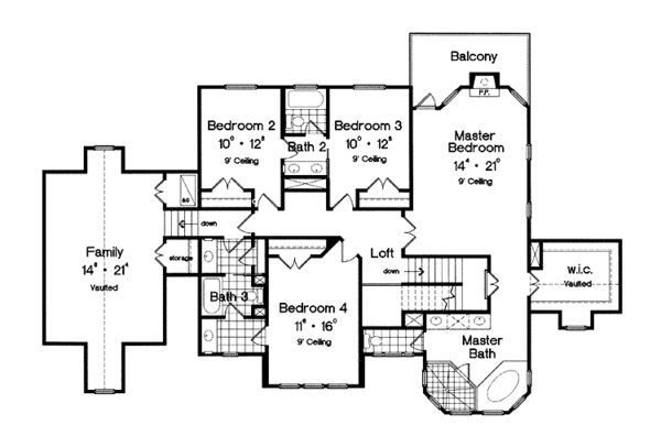 Architectural House Design - Victorian Floor Plan - Upper Floor Plan #417-667