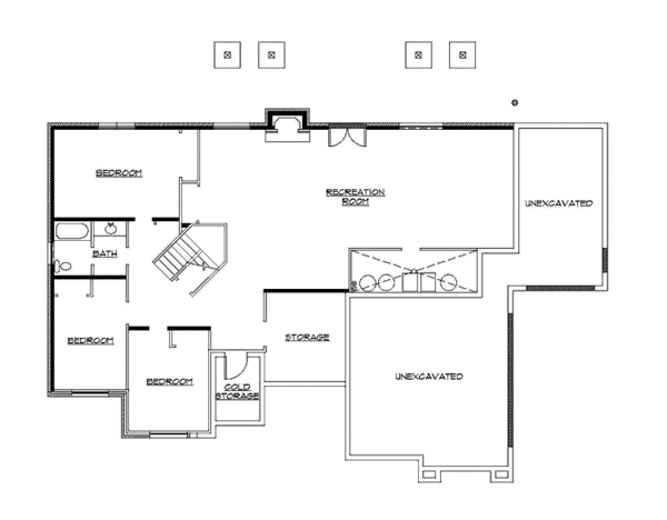 House Blueprint - Craftsman Floor Plan - Lower Floor Plan #945-104
