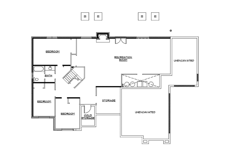 House Blueprint - Floor Plan - Lower Floor for Craftsman House Plan #945-104 - 3 bed, 2.5 bath