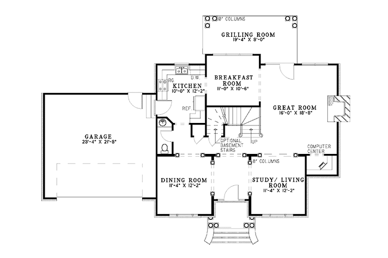 Home Plan - Floor Plan - Main Floor for European House Plan #17-2768 - 3 bed, 2.5 bath
