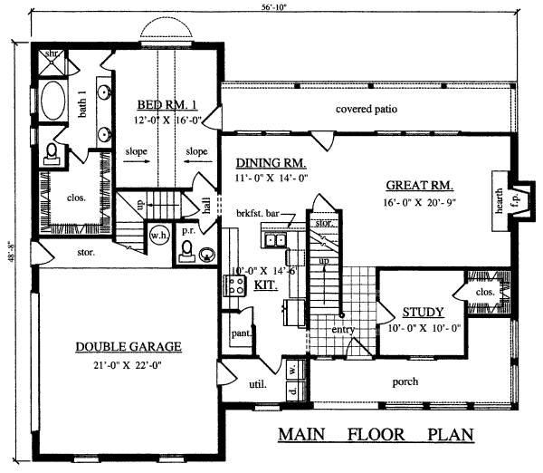 Home Plan - Farmhouse Floor Plan - Main Floor Plan #42-349