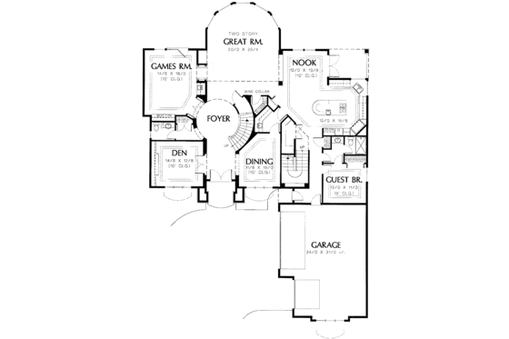 Floor Plan - Main Floor for Mediterranean House Plan #48-837 - 5 bed, 3.5 bath