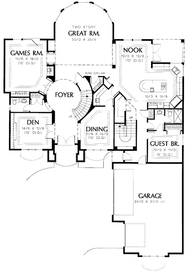 Architectural House Design - Mediterranean Floor Plan - Main Floor Plan #48-837
