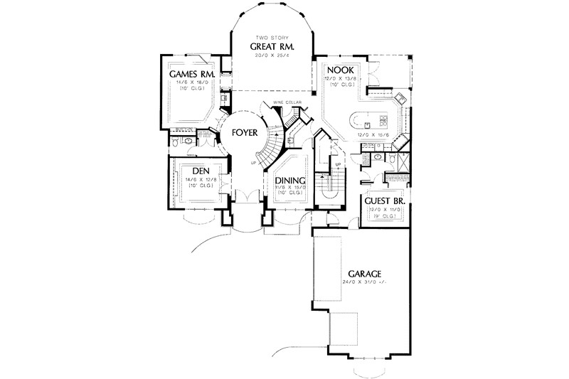 Home Plan - Floor Plan - Main Floor for Mediterranean House Plan #48-837 - 5 bed, 3.5 bath
