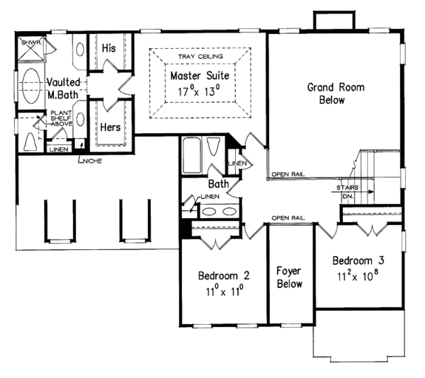 House Plan Design - Colonial Floor Plan - Upper Floor Plan #927-632