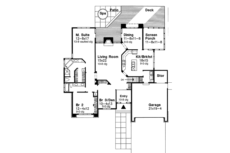 Home Plan - Floor Plan - Main Floor for Country House Plan #320-960 - 2 bed, 2 bath