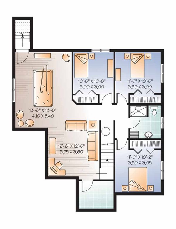 Home Plan - Country Floor Plan - Lower Floor Plan #23-2517