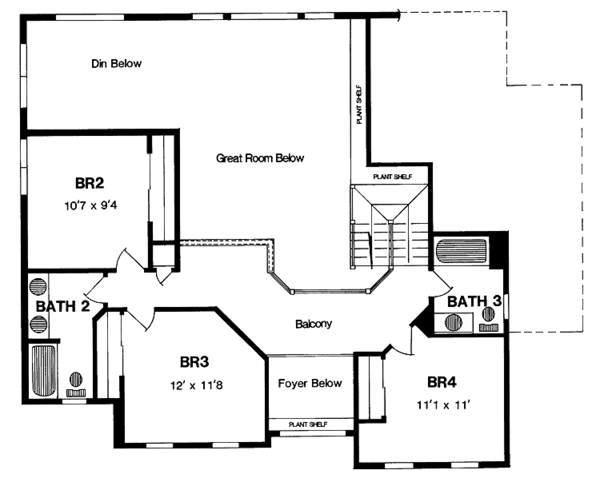 House Blueprint - Country Floor Plan - Upper Floor Plan #316-141