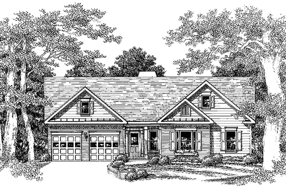 Exterior - Front Elevation 3 for Ranch House Plan #927-394 - 3 bed, 2 bath
