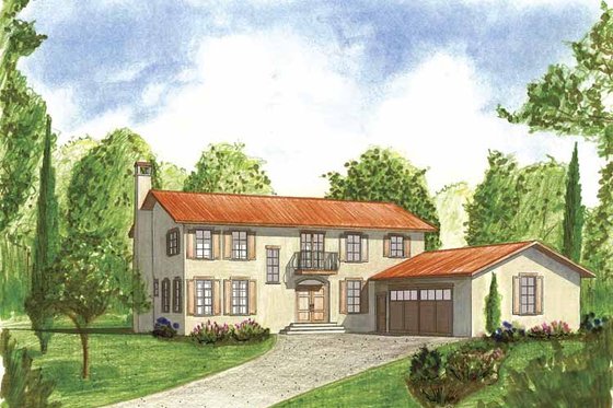 Exterior - Front Elevation 3 for Mediterranean House Plan #1042-9 - 4 bed, 3.5 bath