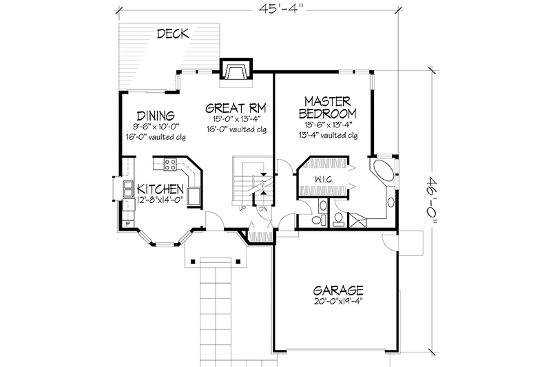 Home Plan - Floor Plan - Main Floor for Prairie House Plan #320-1101 - 2 bed, 2.5 bath