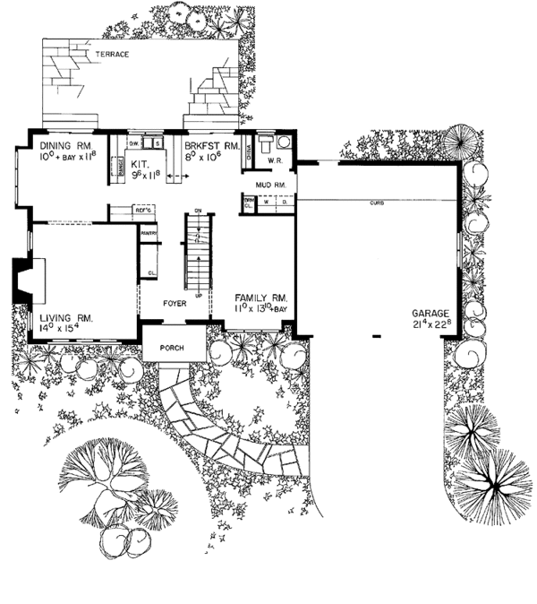 Architectural House Design - Tudor Floor Plan - Main Floor Plan #72-730