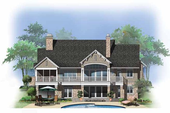 Exterior - Rear Elevation for European House Plan #929-878 - 4 bed, 4 bath