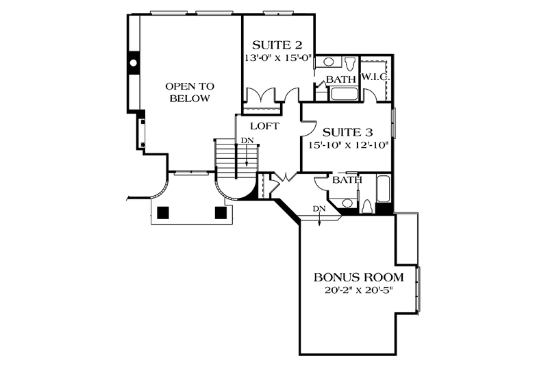 Home Plan - Floor Plan - Upper Floor for Mediterranean House Plan #453-406 - 4 bed, 4.5 bath