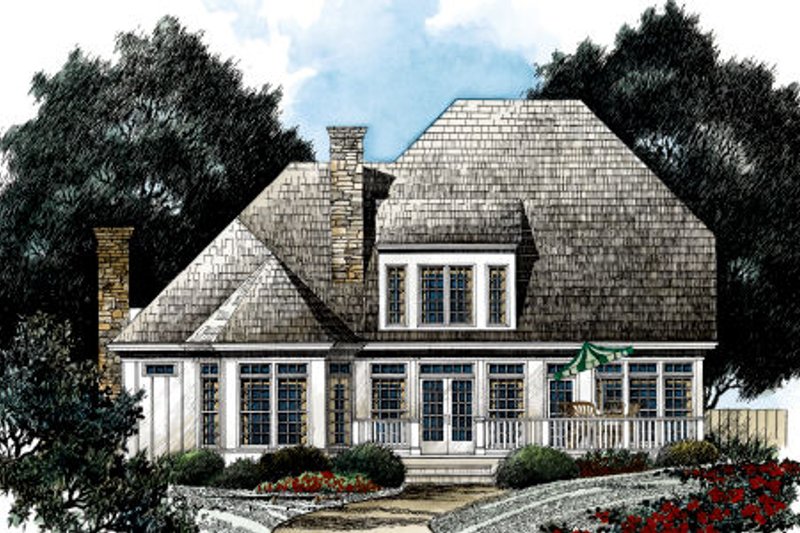 Home Plan - Exterior - Rear Elevation for European House Plan #429-22 - 4 bed, 3.5 bath