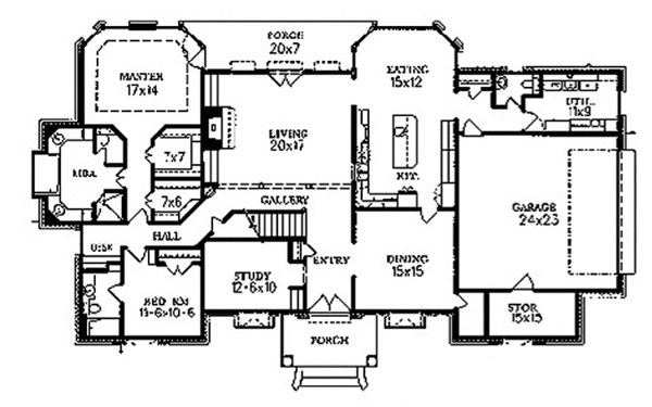 House Design - Classical Floor Plan - Main Floor Plan #15-303