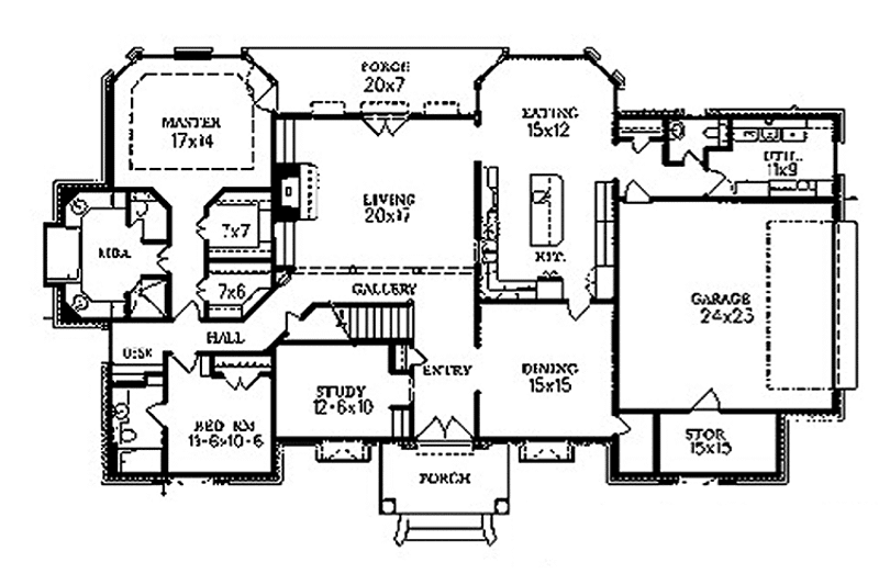 Home Plan - Floor Plan - Main Floor for Classical House Plan #15-303 - 4 bed, 2 bath