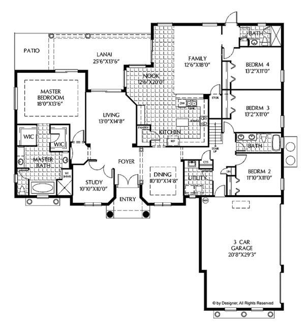 House Plan Design - Mediterranean Floor Plan - Main Floor Plan #999-130
