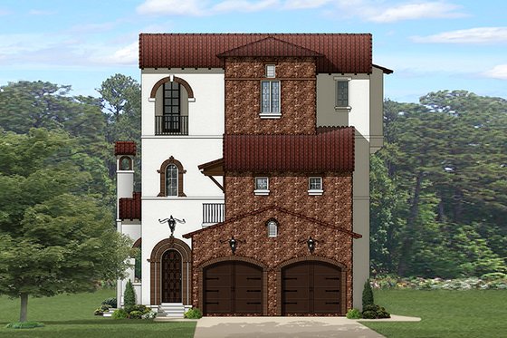 Exterior - Front Elevation 3 for Mediterranean House Plan #1058-155 - 3 bed, 3 bath