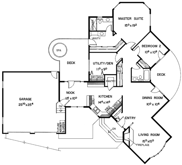 House Plan Design - European Floor Plan - Main Floor Plan #60-924