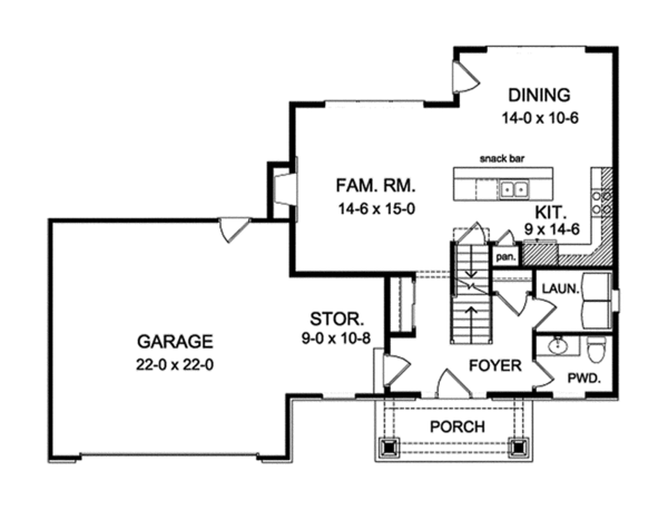Architectural House Design - Craftsman Floor Plan - Main Floor Plan #1010-114
