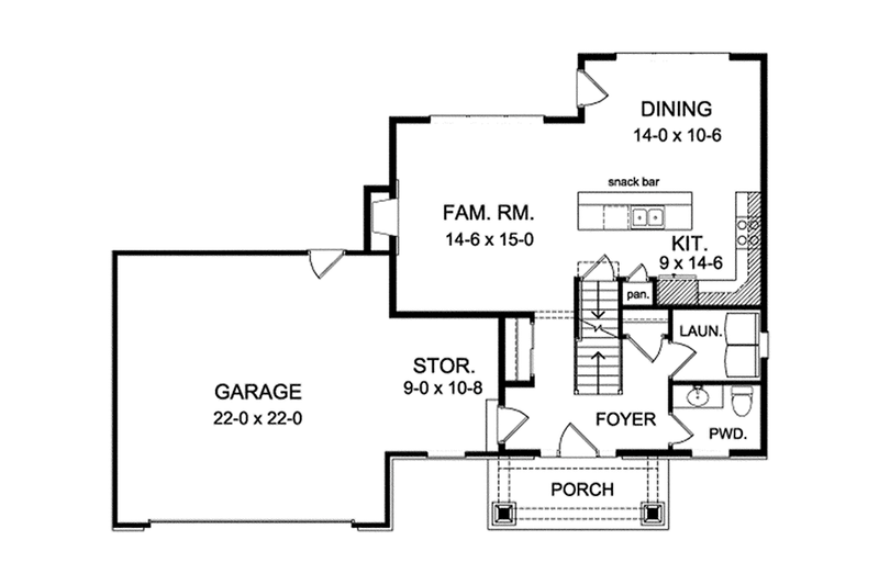 Home Plan - Floor Plan - Main Floor for Craftsman House Plan #1010-114 - 3 bed, 2.5 bath