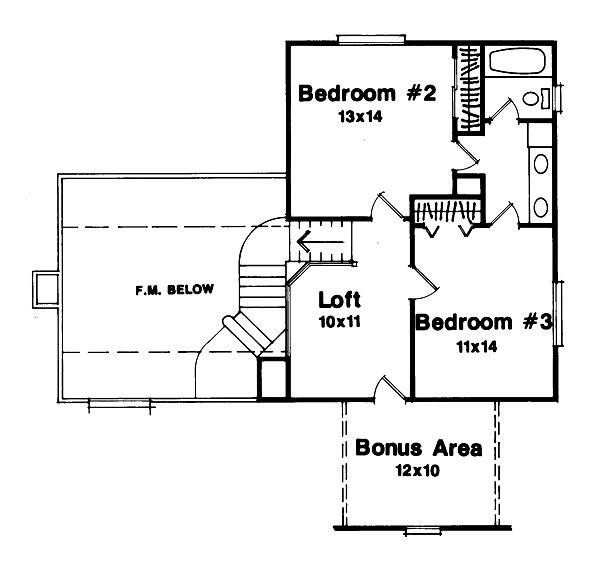 European Floor Plan - Upper Floor Plan #41-128