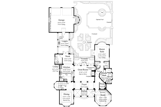 Floor Plan - Main Floor for Mediterranean House Plan #930-279 - 3 bed, 2.5 bath