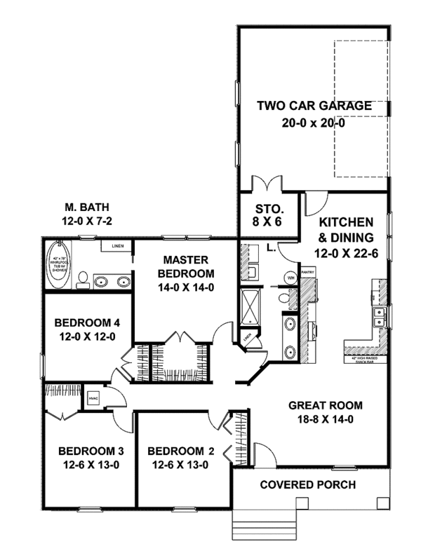 Home Plan - Craftsman Floor Plan - Main Floor Plan #44-218