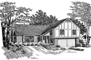 Tudor Exterior - Front Elevation Plan #72-593