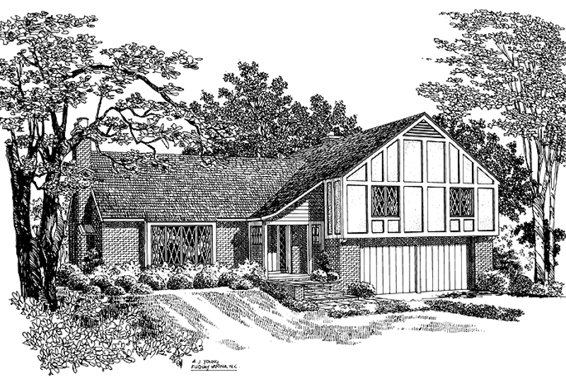 Home Plan - Tudor Exterior - Front Elevation Plan #72-593