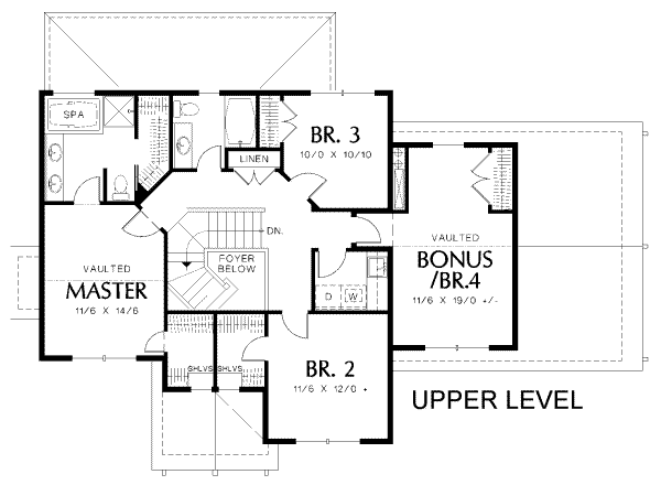 Dream House Plan - Craftsman Floor Plan - Upper Floor Plan #48-162