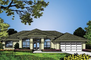 Dream House Plan - Mediterranean Exterior - Front Elevation Plan #417-485